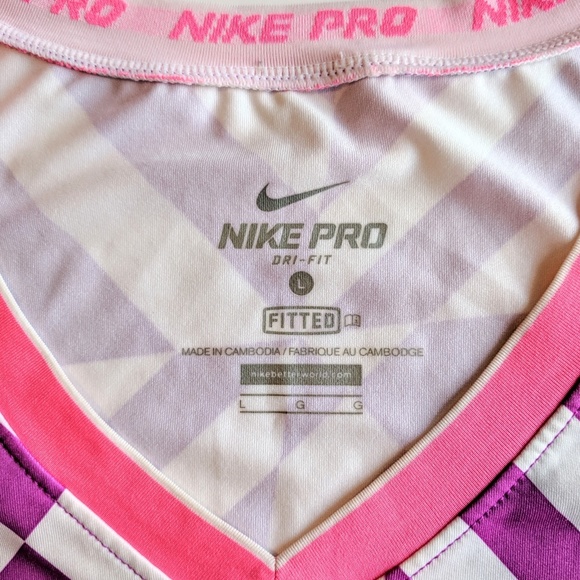 Nike Pro Dri-Fit Fitted Geometric Tank Top Pink - Picture 5 of 7